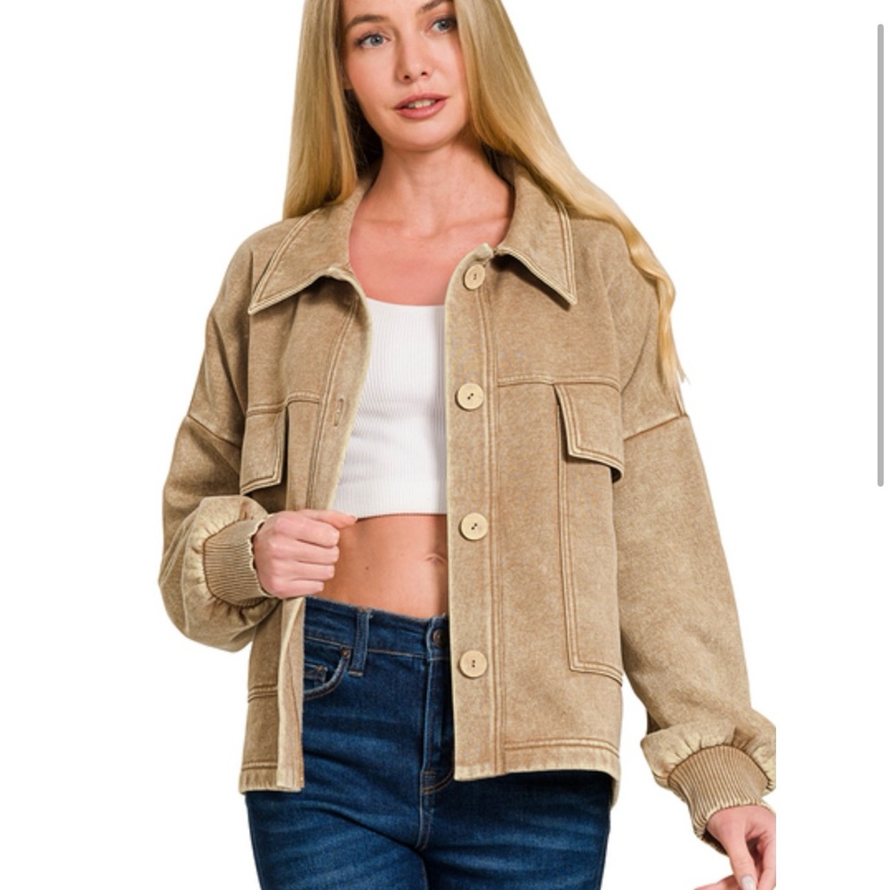 zenana shacket in brown